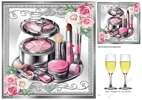Lovely Pink Girlie Makeup With Roses 8x8