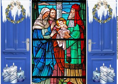Stained Glass Window Nativity Scene Gatefold