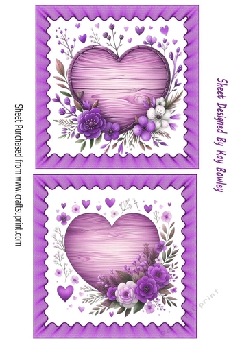2 Lovely Lilac Floral Heart Toppers (Three)