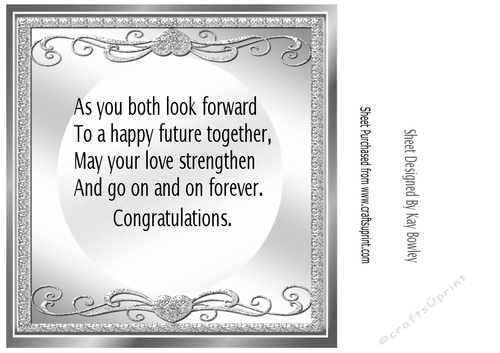 Pretty Silver Scroll Ornate 8x8 Card Front With ANNIVERSARY Verse