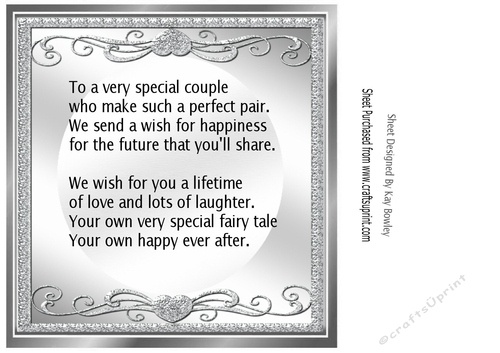 Pretty Silver Scroll Ornate 8x8 Card Front ANNIVERSARY/WEDDING