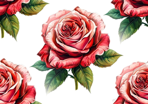 Pretty Watercolour Red Roses Backing Paper (BIG)