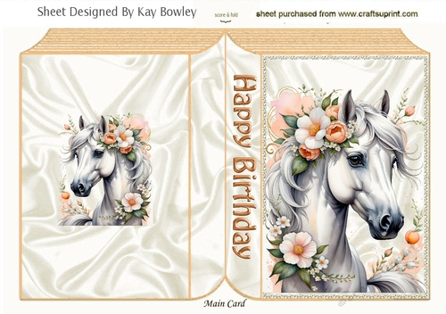 Cute Floral Horse Peach Folded Book (Two)