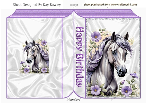 Cute Floral Horse Purple Folded Book (Four)