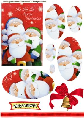 3 Happy Santas, Ho! Ho! Ho! Oval Pyramids