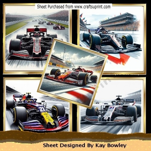 5 Racing Cars, Card Fronts 8x8 Mini Kit