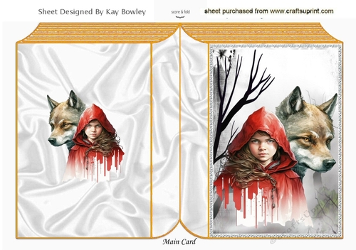 Fantasy Eerie Woodland With Red Riding Hood/Wolf  Folded Book (Two)