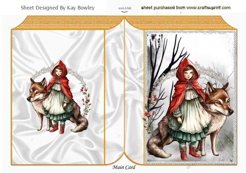 Fantasy Eerie Woodland With Red Riding Hood/Wolf  Folded Book (Three)