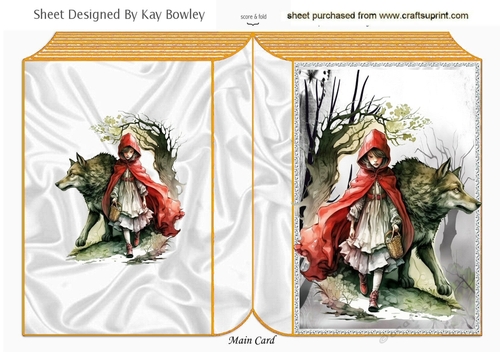 Fantasy Eerie Woodland With Red Riding Hood/Wolf  Folded Book (Four)