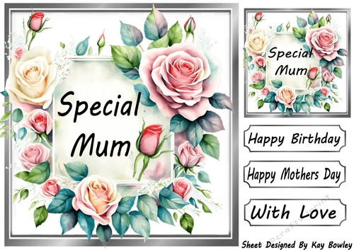 Pretty Pink Cream Roses Frame 8x8 For MUM