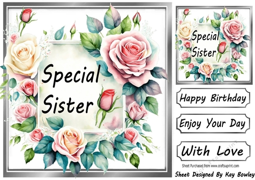 Pretty Pink Cream Roses Frame 8x8 For SISTER
