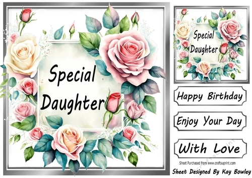 Pretty Pink Cream Roses Frame 8x8 For DAUGHTER