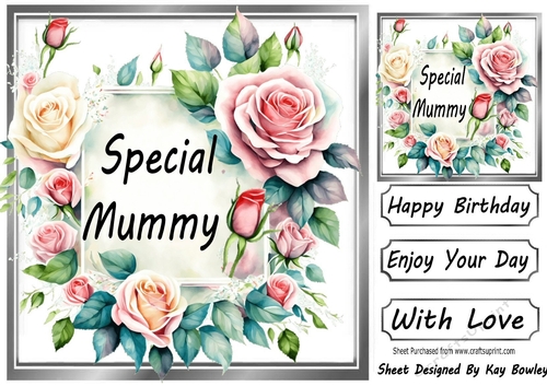 Pretty Pink Cream Roses Frame 8x8 For MUMMY