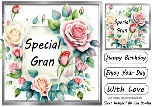 Pretty Pink Cream Roses Frame 8x8 For GRAN