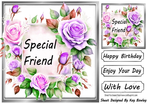 Pretty Lilac Cream Roses Frame 8x8 For FRIEND