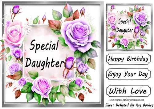 Pretty Lilac Cream Roses Frame 8x8 For DAUGHTER