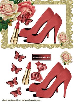 Rose Cornered Frame with Shoes and Butterflies