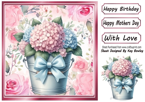 Pretty Flower Arrangement With Bow 8x8 Pink Floral Frame (One)