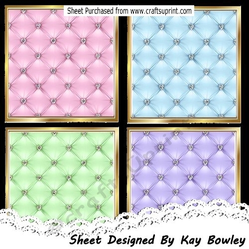4 Pretty Gold, Pastel Diamond Quilt Background Toppers 8x8 Mini Kit