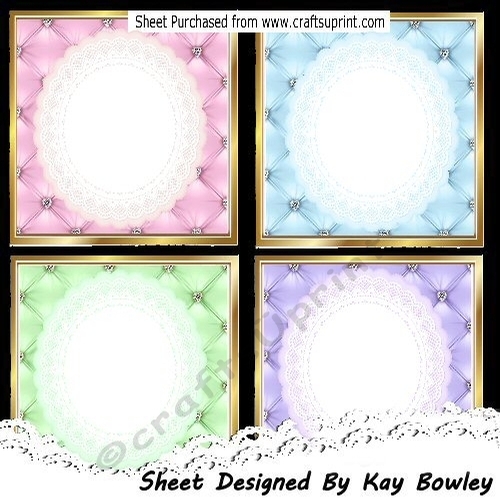 4 Gold, Pastel Diamond Quilt Backgrounds With Lace 8x8 Mini Kit