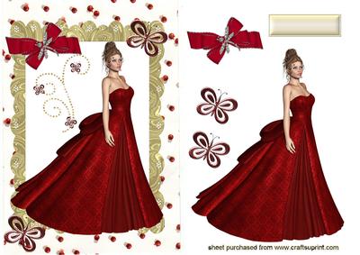 Elegant Lady in Gown with Butterflies