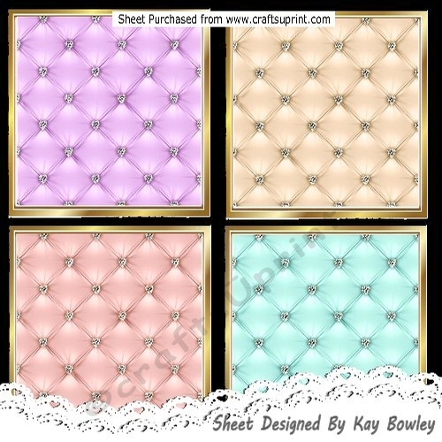 4 Pretty Gold, Pastel Diamond Quilt Background Toppers 8x8 Mini Kit (Set Two)