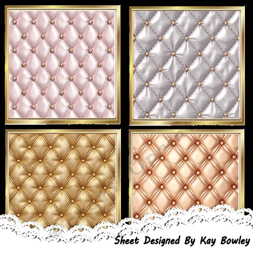 4 Pretty Gold Frames, Coloured Luxury Quilt Background  8x8 Mini Kit (Set Three)