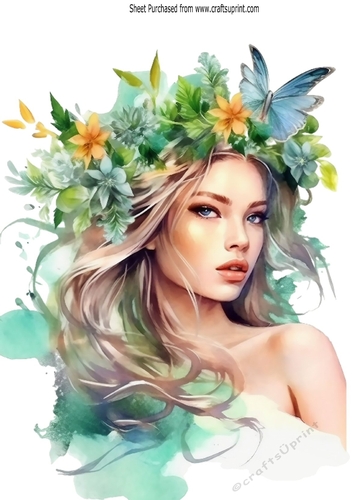 Pretty Woman With Flowers A4