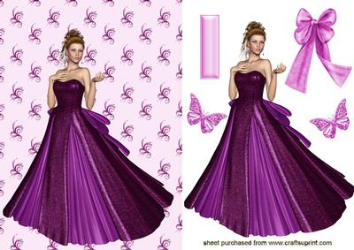 Elegant Lady in Cerise Gown