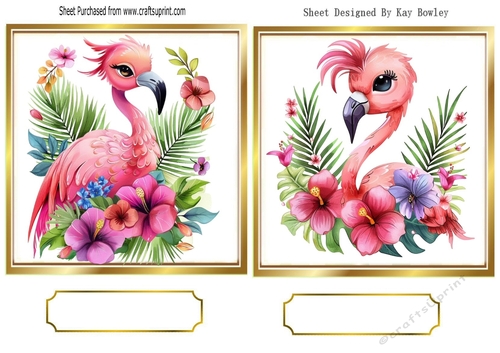 2 Lovely Pink Flamingo Toppers