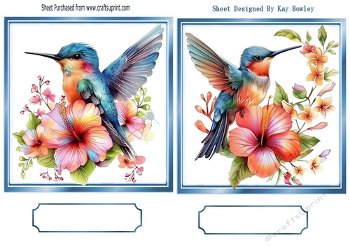 2 Pretty Humming Birds With Flowers Toppers