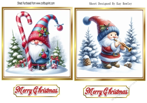 2 Lovely Christmas Gnome Toppers (SET FOUR)