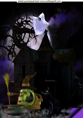 Haunted House with Ghost A4 Topper