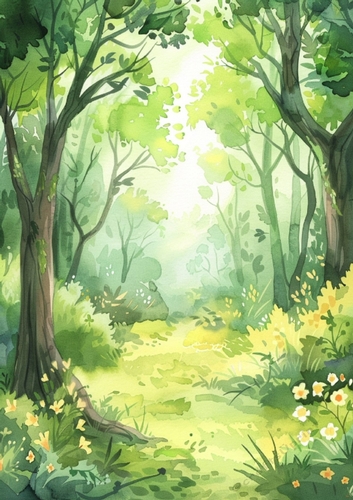 Pretty Spring Green Woodland A4 (ONE)
