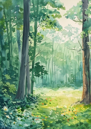 Pretty Spring Green Woodland A4 (TWO)