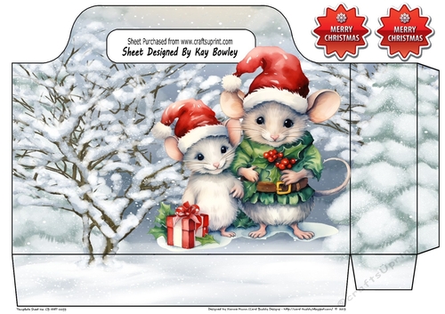 Cute Mice With Snow Tote Gift Bag (TWO)