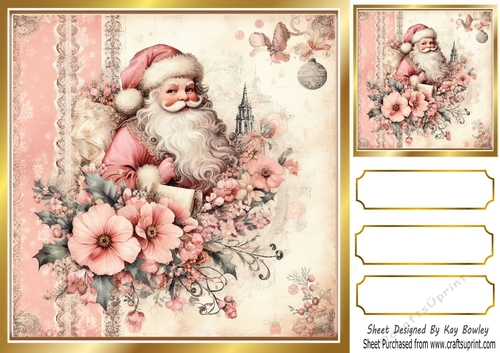Pink Christmas 8x8 Card Fronts  (One)