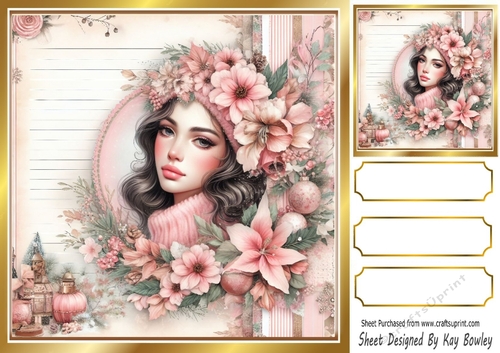 Pink Christmas 8x8 Card Fronts  (Two)