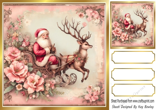 Pink Christmas 8x8 Card Fronts  (Four)