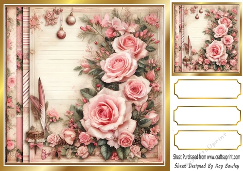 Pink Christmas 8x8 Card Fronts  (Three)