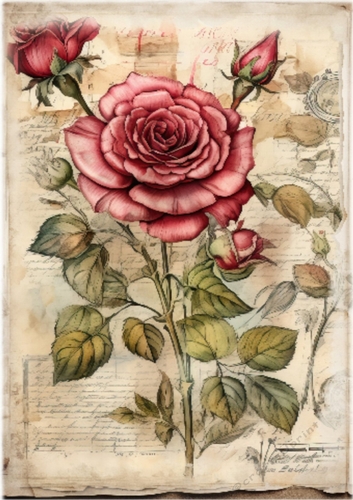 Vintage Roses Ephemera Journal A4 Card