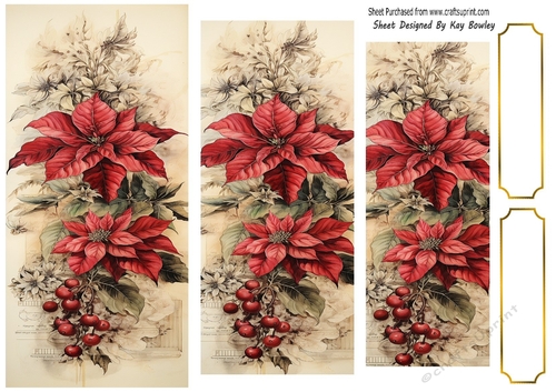 Pretty Vintage Red Poinsettias Pyramids (One)