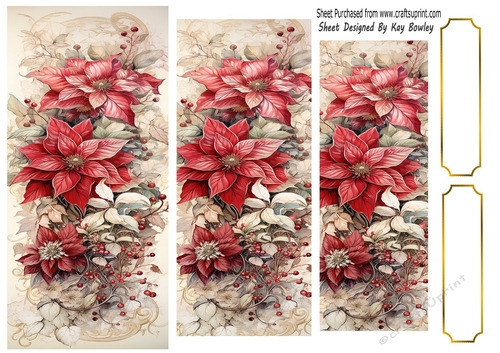 Pretty Vintage Red Poinsettias Pyramids (Two)