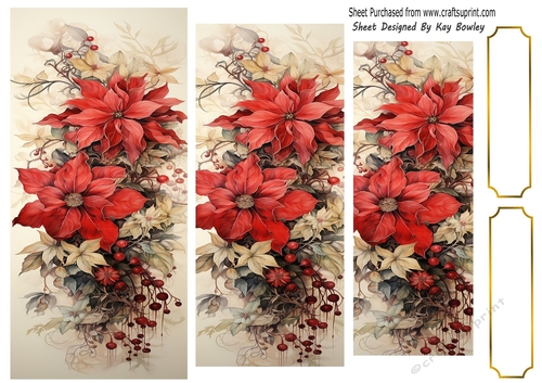 Pretty Vintage Red Poinsettias Pyramids (Three)