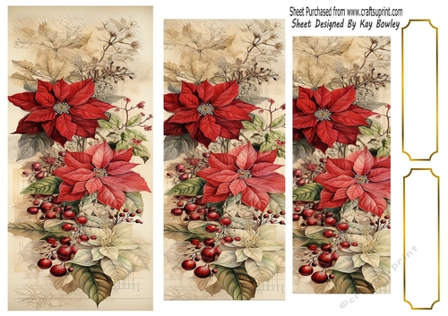 Pretty Vintage Red Poinsettias Pyramids (Four)