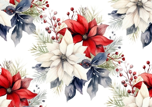 Christmas Poinsettias Red/White Arrangements Backing Paper (BIG)