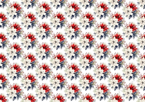Christmas Poinsettias Red/White Arrangements Backing Paper (SMALL)