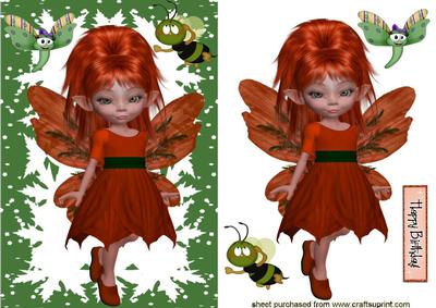 Cute Autumn Fae in Green Frame