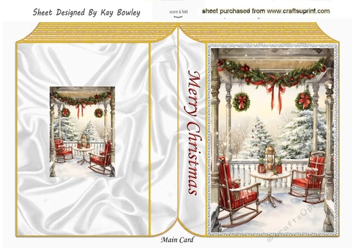 Pretty Snow Scene Gold Folded Book (One)