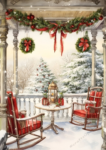 Pretty Snow Scene Of A Verande A4